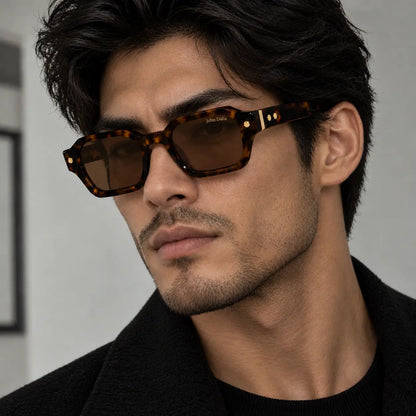 John Dalia Tortoiseshell Geometric Sunglasses with Brown Lenses