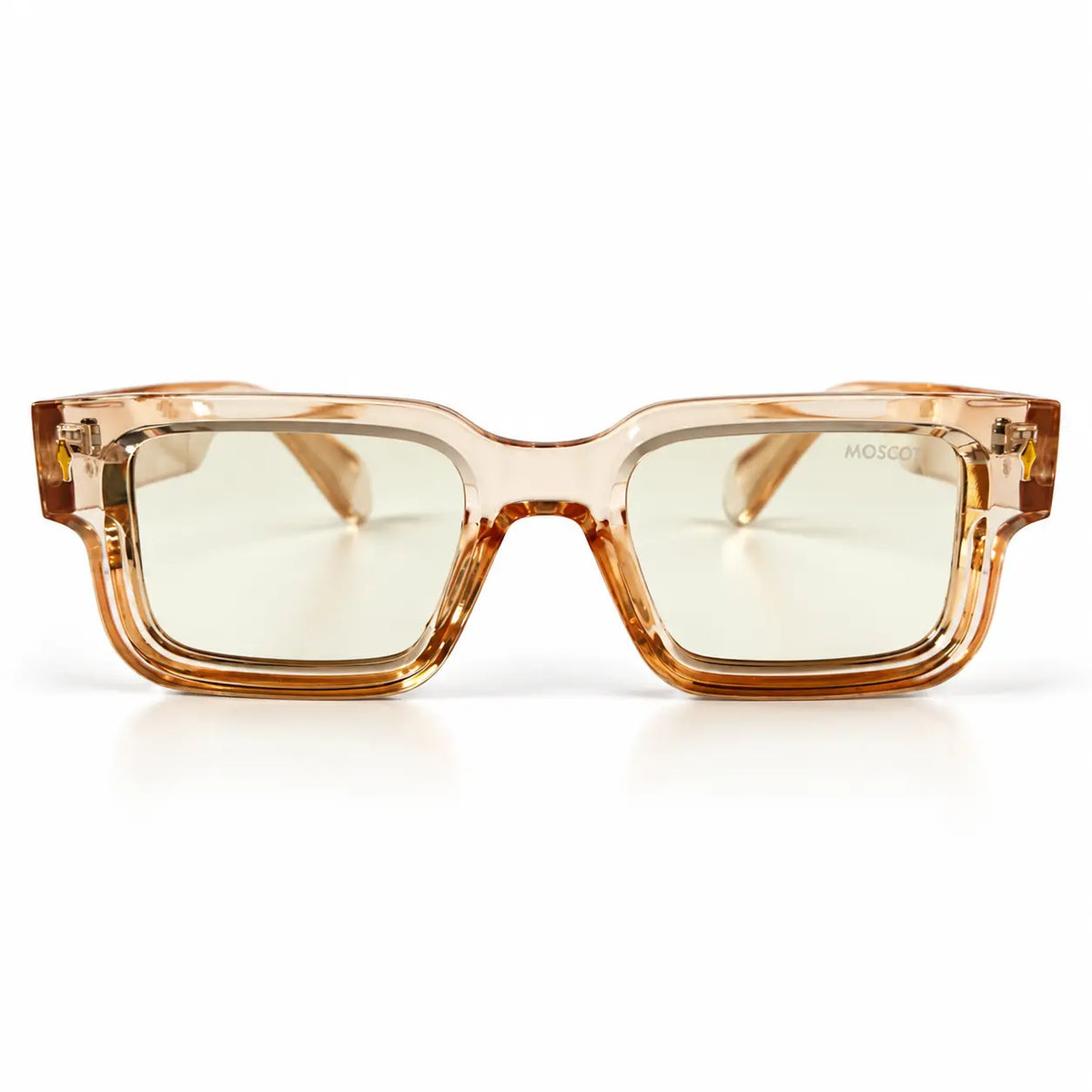 Translucent Amber Photochromic Square Glasses – Light-Adaptive Lenses