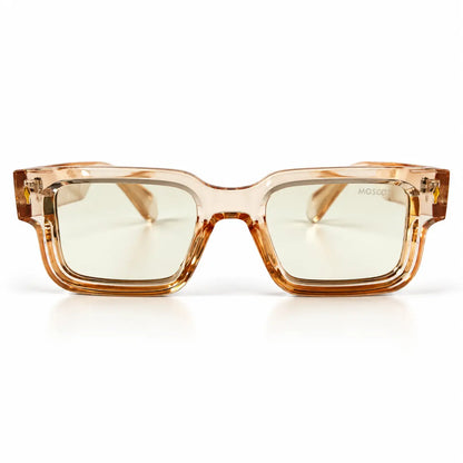 Translucent Amber Photochromic Square Glasses – Light-Adaptive Lenses