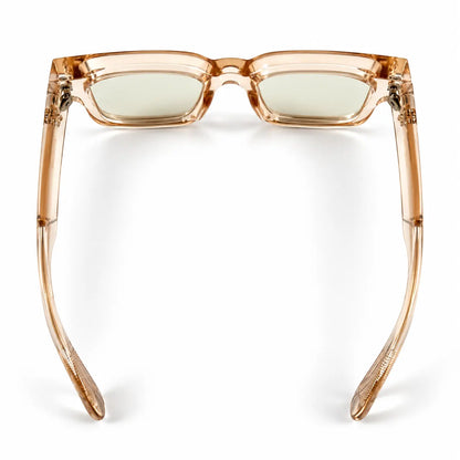 Translucent Amber Photochromic Square Glasses – Light-Adaptive Lenses