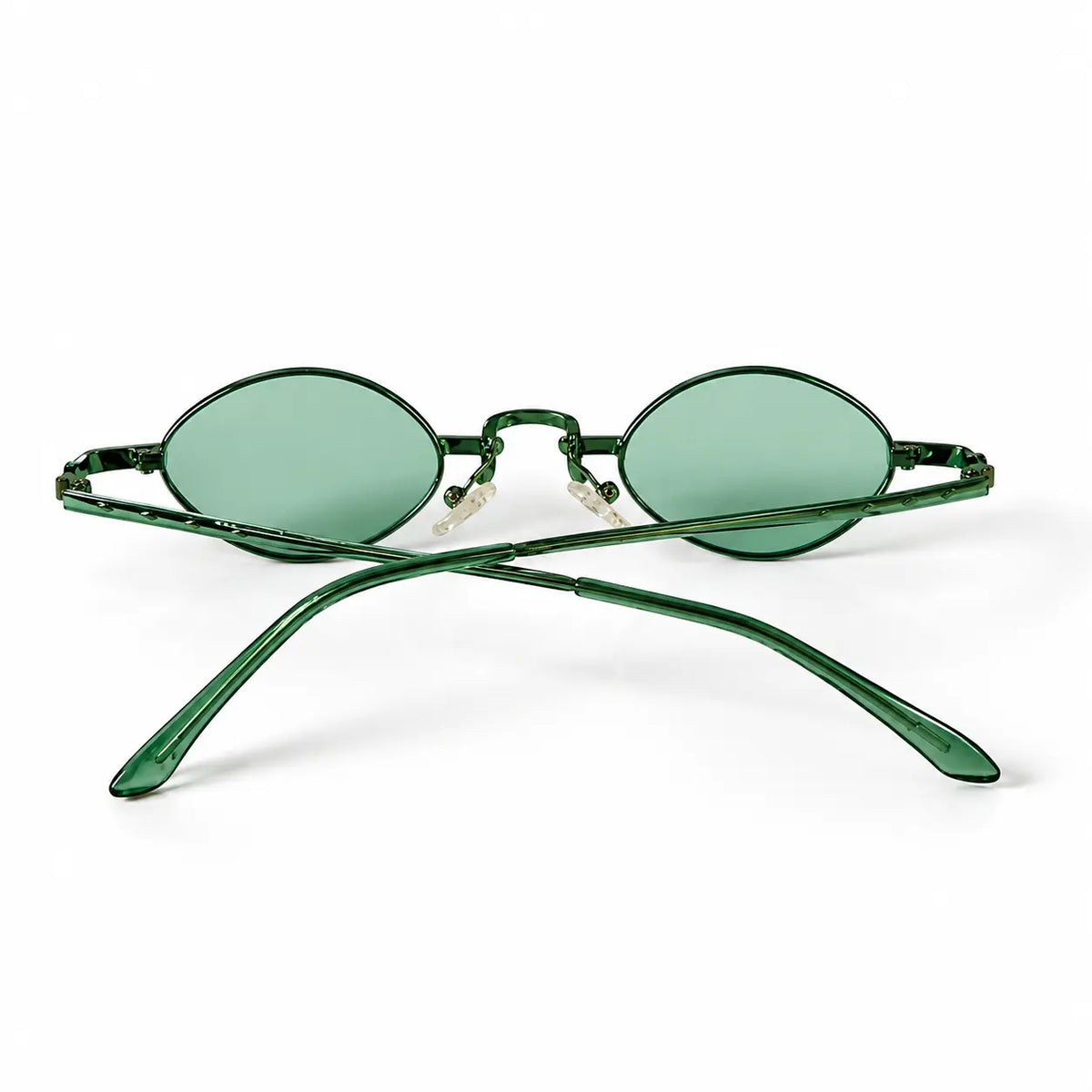 Retro Green Oval Sunglasses with Light Green Tinted Lenses