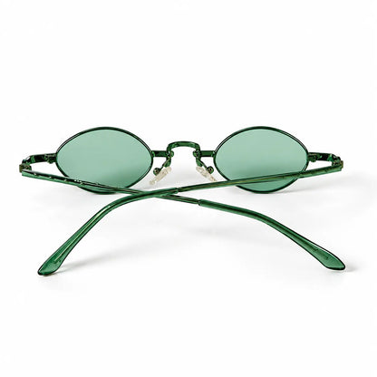 Retro Green Oval Sunglasses with Light Green Tinted Lenses