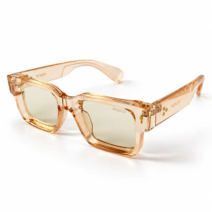 Translucent Amber Photochromic Square Glasses – Light-Adaptive Lenses