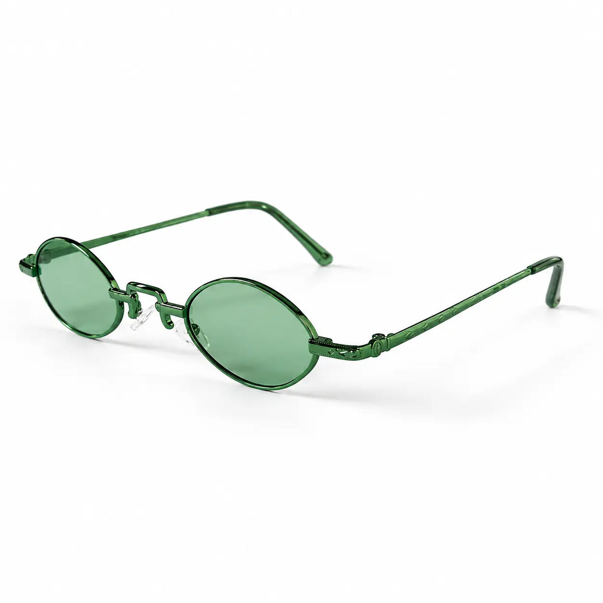 Retro Green Oval Sunglasses with Light Green Tinted Lenses