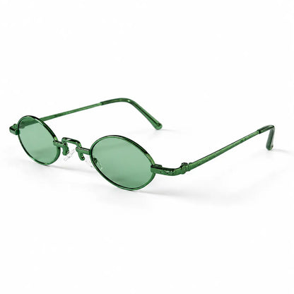 Retro Green Oval Sunglasses with Light Green Tinted Lenses