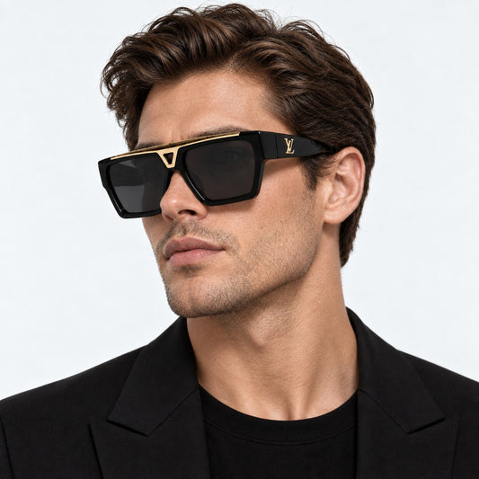 Louis Vuitton 1.1 Evidence Z1502W Black Square Gold Bridge Sunglasses