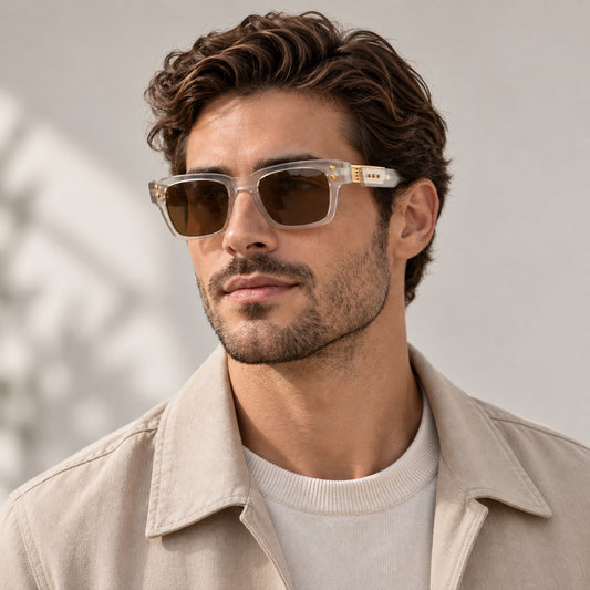 Dita Warthen Clear Crystal Acetate Brown Lens Sunglasses