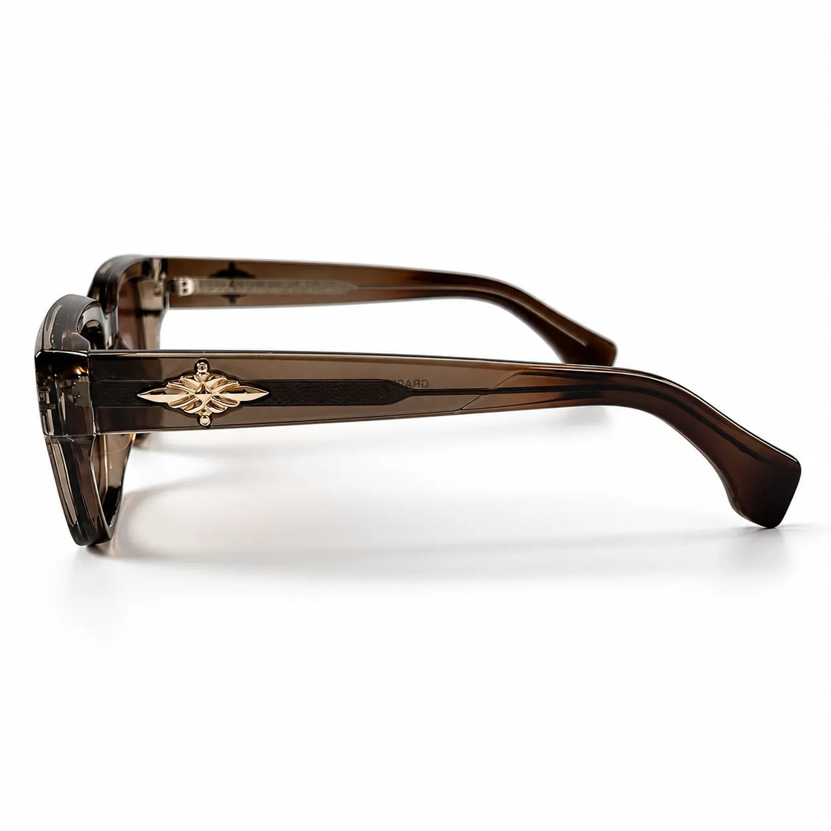 Celine Smoky Brown Square Sunglasses with Gold Bee Emblem