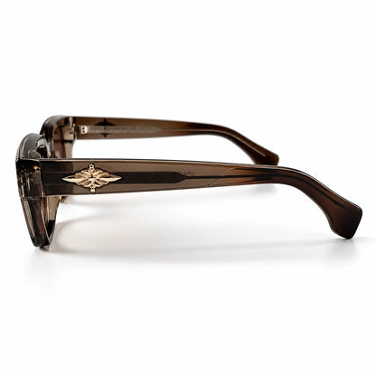 Celine Smoky Brown Square Sunglasses with Gold Bee Emblem